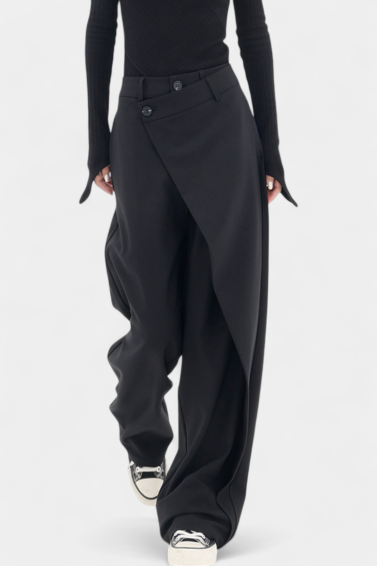 Paloma | Pantalones Rectos con Drapado Moderno