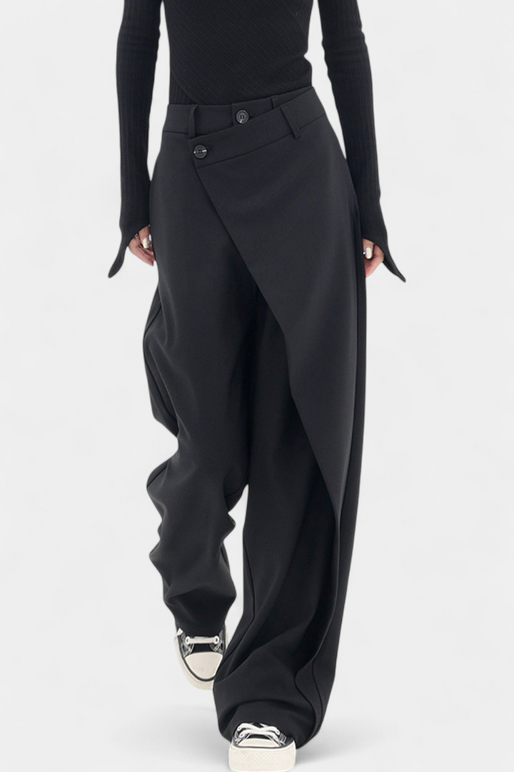 Paloma | Pantalones Rectos con Drapado Moderno