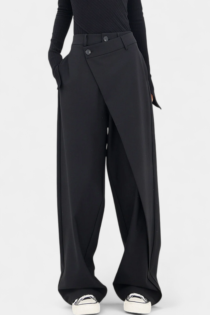 Paloma | Pantalones Rectos con Drapado Moderno