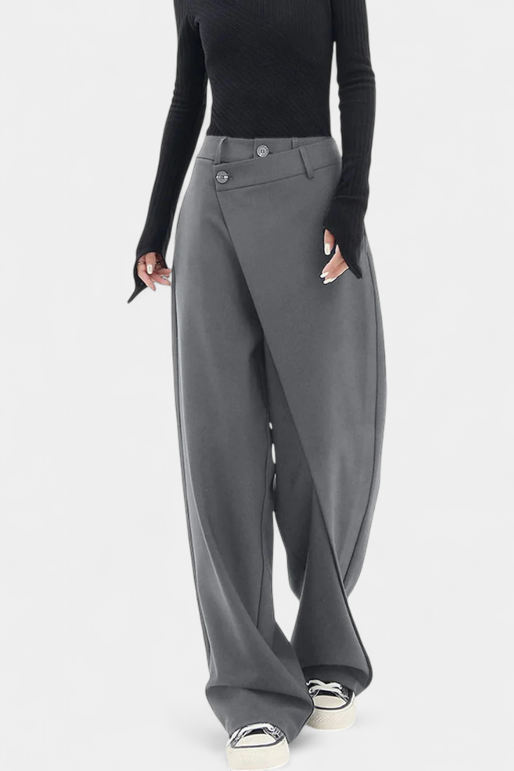 Paloma | Pantalones Rectos con Drapado Moderno