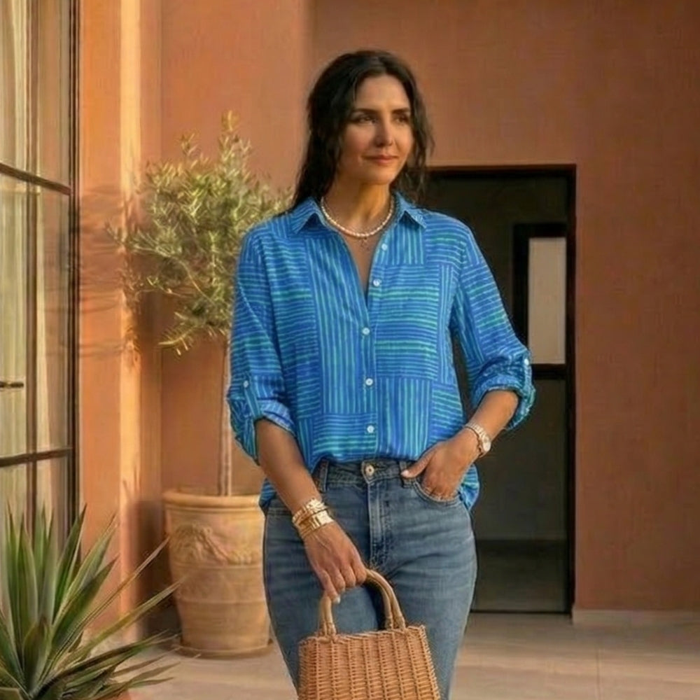 Amy | Blusa de Rayas Azules