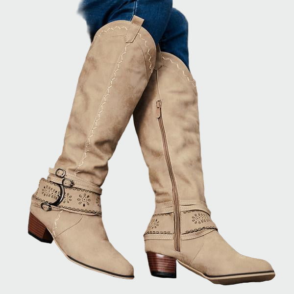Botas de cuero estilo vaquero retro