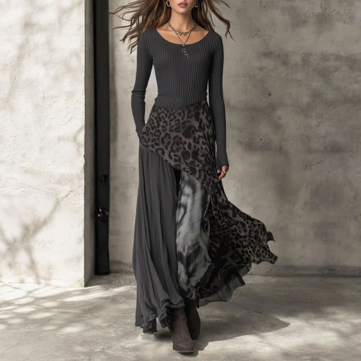 NKEM™ | Vestido largo con estampado de leopardo