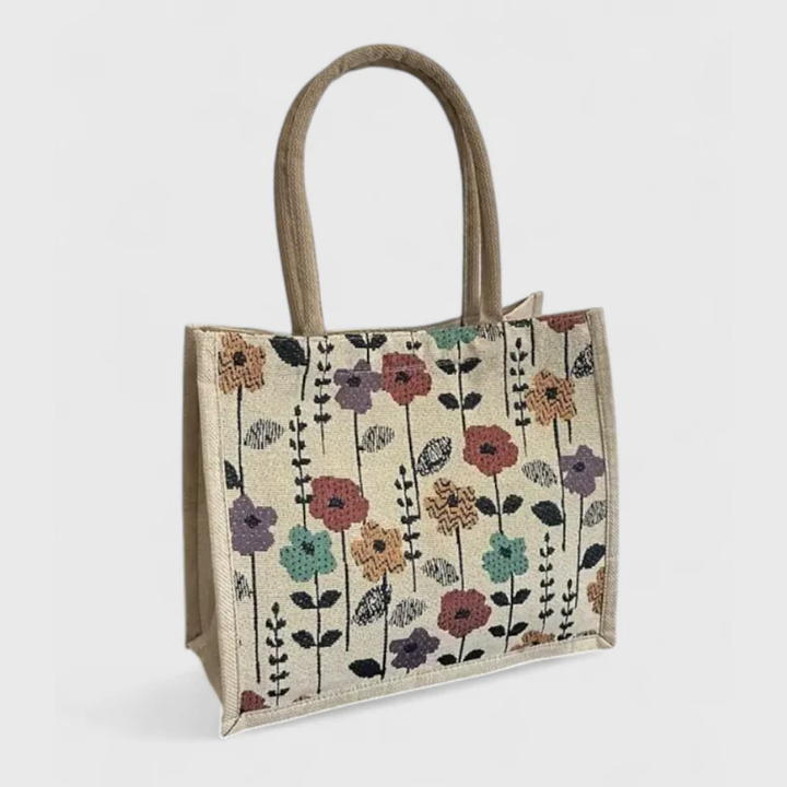 Taila Bolsa de Yute con Estampado Floral y Diseño Ecológico